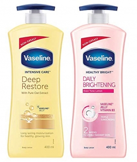 Vaseline Intensive Care Deep Restore Body Lotion, 400 ml & Vaseline Healthy Bright Daily Brightening Body Lotion, 400 ml