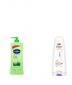 Vaseline Intensive Care Aloe Fresh Body Lotion, 400 ml & Dove Daily Shine Conditioner, 180ml