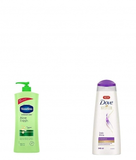 Vaseline Intensive Care Aloe Fresh Body Lotion, 400 ml & Dove Daily Shine Shampoo, 340ml