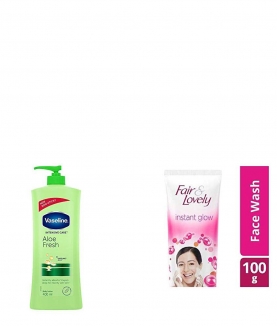 Vaseline Intensive Care Aloe Fresh Body Lotion, 400 ml & Fair & Lovely Fairness Face Wash, 100gm