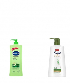 Vaseline Intensive Care Aloe Fresh Body Lotion, 400 ml & Dove Hair Fall Rescue Shampoo, 650ml