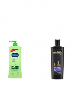 Vaseline Intensive Care Aloe Fresh Body Lotion, 400 ml & TRESemme Hair Fall Defense Shampoo, 340ml