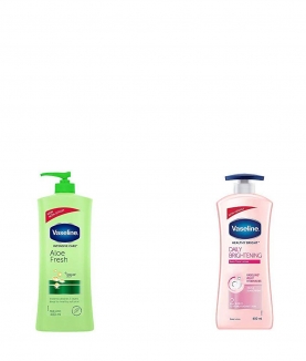 Vaseline Intensive Care Aloe Fresh Body Lotion, 400 ml & Vaseline Healthy Bright Daily Brightening Body Lotion, 400 ml