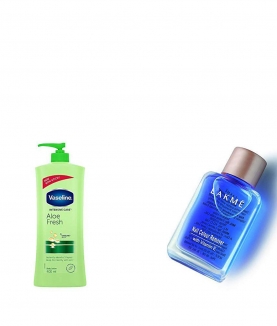 Vaseline Intensive Care Aloe Fresh Body Lotion, 400 ml & Lakme Nail Color Remover, 27ml