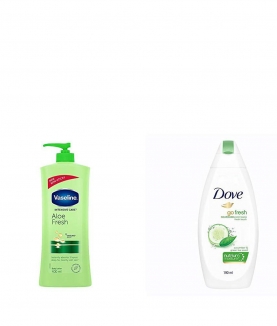 Vaseline Intensive Care Aloe Fresh Body Lotion, 400 ml & Dove Go Fresh Nourishing Body Wash, 190ml