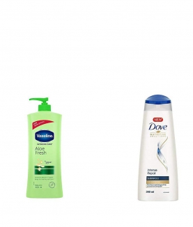 Vaseline Intensive Care Aloe Fresh Body Lotion, 400 ml & Dove Intense Repair Shampoo, 340ml