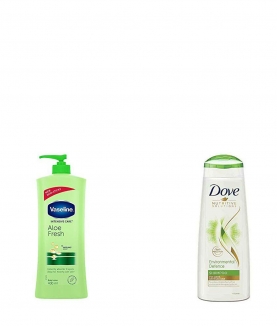 Vaseline Intensive Care Aloe Fresh Body Lotion, 400 ml & Dove Environmental Defence Shampoo, 340ml