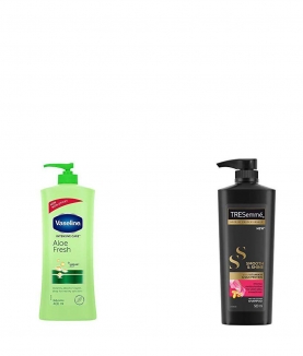 Vaseline Intensive Care Aloe Fresh Body Lotion, 400 ml & TRESemme Smooth and Shine Shampoo, 580ml