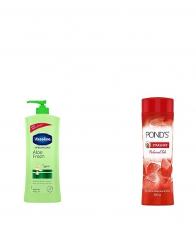 Vaseline Intensive Care Aloe Fresh Body Lotion, 400 ml & Ponds Starlight Talc 300gm