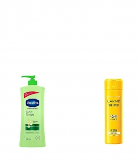 Vaseline Intensive Care Aloe Fresh Body Lotion, 400 ml & Lakme Sun Expert SPF 24 PA Fairness UV Sunscreen Lotion, 60ml