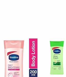 Vaseline Healthy White Lightening Body Lotion, 200ml & Vaseline Intensive Care Aloe Fresh Body Lotion, 200 ml