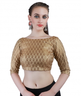 Banarasi Handloom Silk Jamawer Front-Open Blouse in Gold