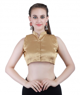 Banarasi Silk Jamawer Front-Open Blouse in Gold