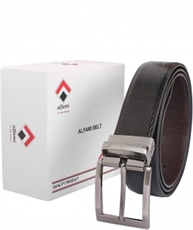 Alfami Men`s Executive PU Leather Reversible Belt | Formal/Casual | Black/Brown | Free size upto for 44 waist