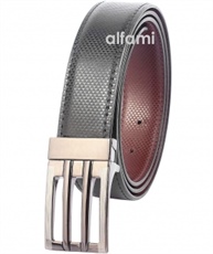 alfami Men`s PU Leather Hook Buckle Reversible Belt (Black/Brown, Free Size Upto 42-inch Waist)