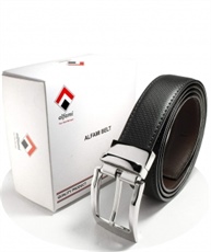 alfami Men`s PU Leather Reversible Belt Black/Brown_Free Size