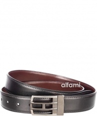 Alfami Mens/Gents/Boys Reversible PU Leather Belt | Formal/Casual | (Black/Brown, Smooth Texas Patterned)