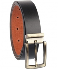 Alfami Mens Genuine Leather Belt, Black Colour, Antique Golden Buckle, All Sizes, Timber Pattern