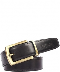 Alfami Mens PU Leather Belt, Golden Antique Buckle, Free size upto 42 inch waist