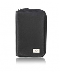 AM Leather Black Business Credit and Debit Card Case Holder (Black) 