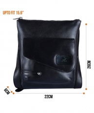 AM LEATHER Black Genuine Leather Unisex Messenger Bag