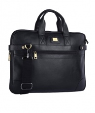 AM LEATHER Black Men`s Leather Shoulder Messenger Laptop Bag Business Bag from AM LEATHER