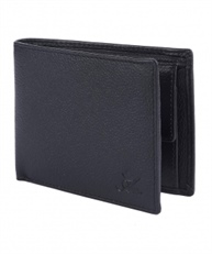 AM LEATHER Men`s Leather RFID Safe Bi Fold Wallet (Black)