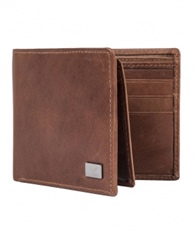 AM LEATHER Men`s RFID Safe Bi Fold Wallet (Brown)