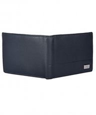 AM LEATHER Navy Blue Leather Bi-Fold Men`s Wallet