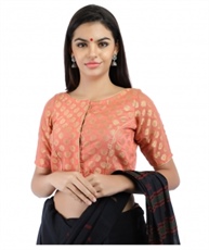 Banarasi Chanderi Silk Jacquard Front-Open Blouse In Peach(COLOUR : PEACH)