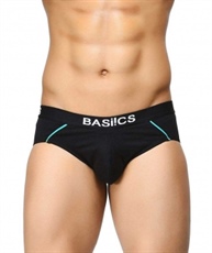 BASIICS by La Intimo Men`s Black Cotton Spandex Power Brief