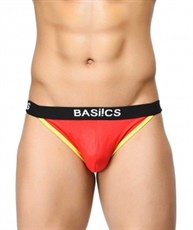 BASIICS by La Intimo Men`s Red Cotton Spandex Thigh High Brief