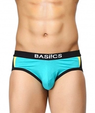 BASIICS by La Intimo Men`s Teal Cotton Spandex Modern Pattern Brief