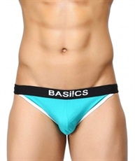 BASIICS by La Intimo Men`s Teal Cotton Spandex Thigh High Brief