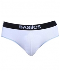 BASIICS by La Intimo Men`s White Cotton Spandex Everyday Active Brief