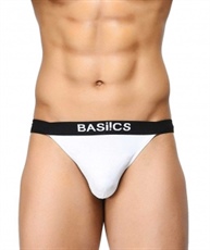 BASIICS by La Intimo Men`s White Cotton Spandex Prime Thong