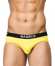 BASIICS by La Intimo Men`s Yellow Cotton Spandex Everyday Active Brief