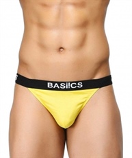 BASIICS by La Intimo Men`s Yellow Cotton Spandex Prime Thong