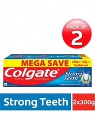 Colgate Strong Teeth Anti-Cavity Toothpaste 300gm with Free Toothbrush (Pack of 2)