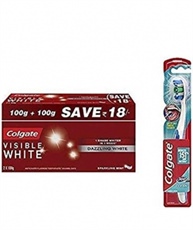 Colgate Visible White Toothpaste - 200 gm with 360 Visible White Toothbrush