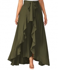 woman Ruffle Palazzo Skirt for Women`s(olive green)