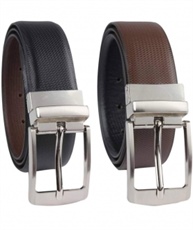 DN Enterprises Men`s and Boy`s PU Leather Reversible Formal and Casual Belts (black-Brown, Free Size) - Pack of 2