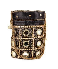 DN Enterprises Womens Ethnic Silk Potli Bag/Potli Purse/Bridal Wristlet, Gift for Her(black)