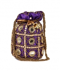 DN Enterprises Womens Ethnic Silk Potli Bag/Potli Purse/Bridal Wristlet, Gift for Her(purple)