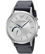 Emporio Armani Men`s Blue Leather Connected Hybrid Smartwatch