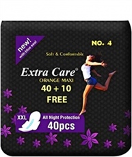 Extra Care Sanitary Napkin with Ultra Thin Cellulase Fiber and Soft Count 40 with 10 Small Pads