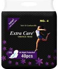 Extra Care Sanitary Pads, XXL - Pack of 40 (XXL, Pink Maxi) (Orange Maxi)