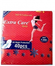 Extra Care Womens/Girls XXL Sanitary Pads (Napkins) with Wings - Pack of 40(MAXI)