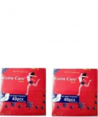 Extra Care Womens/Girls XXL Sanitary Pads (Napkins) with Wings- Pack of 40 Sanitary Pad