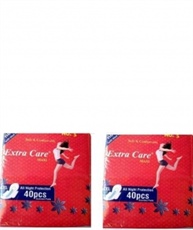 Extra Care Womens/Girls XXL Sanitary Pads (Napkins) with Wings- Pack of 40 Sanitary Pad